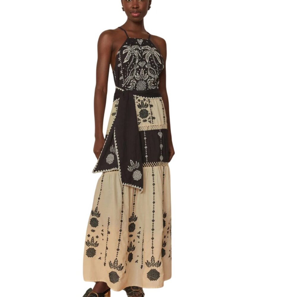 FARM Rio Farm Rio  Embroidered & Printed Macaw Maxi Dress Modern Bohemian - Picture 4 of 16